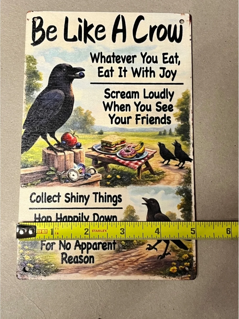 Vintage-Inspired Be Like A Crow Metal Sign - Quirky metal Wall Decor